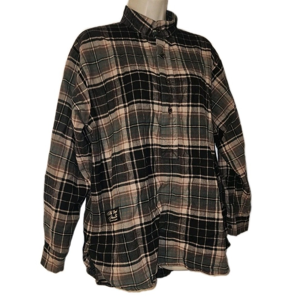 The Vermont Flannel Co‎ Size XS Mock Neck Flannel Shirt 1/4 Button Up Plaid USA